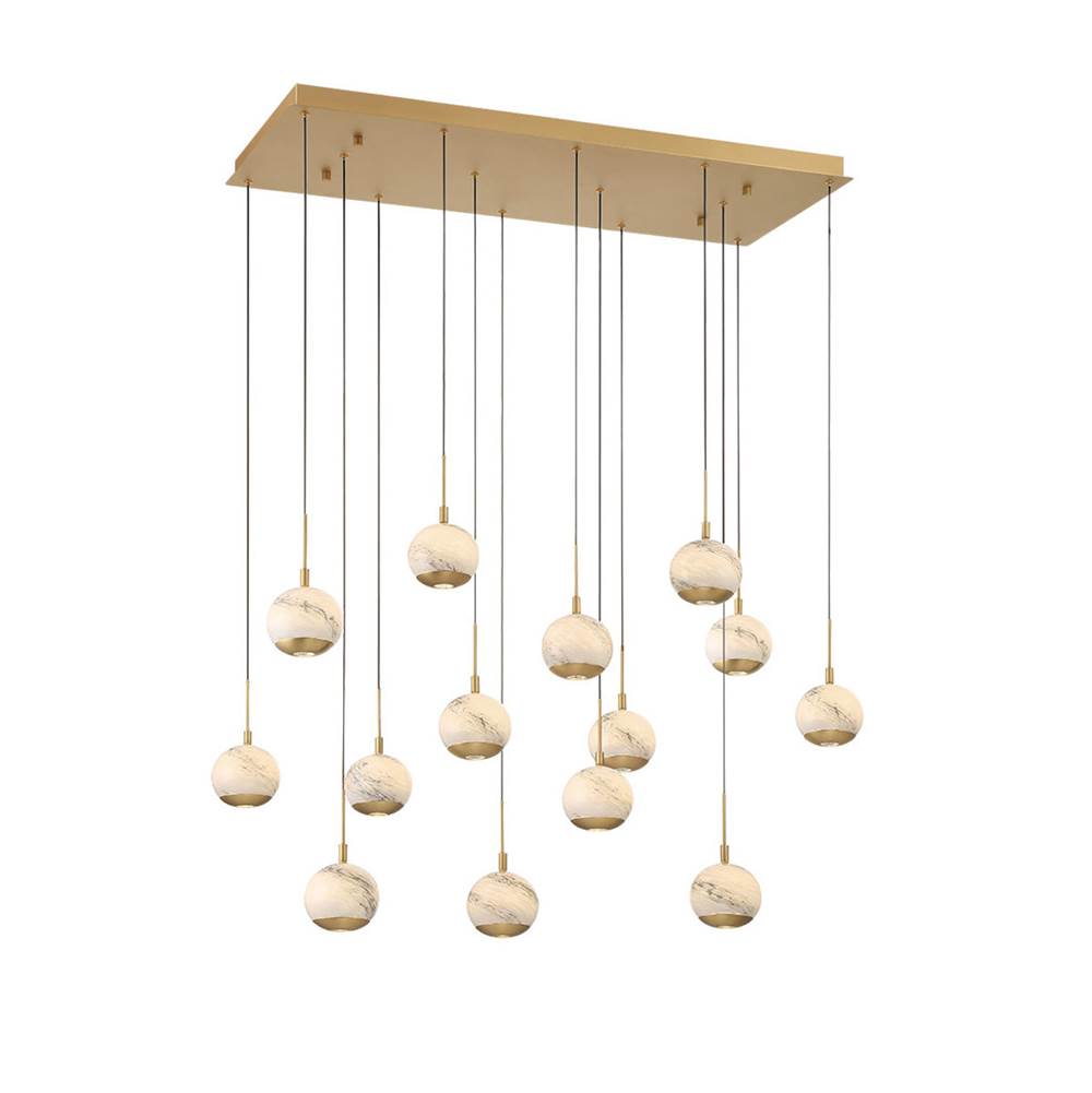 Lib&Co 10209-030 Painted Antique Brass Baveno, 14 Light Rectangular Led Chandelier, Painted Antique Brass Image 1