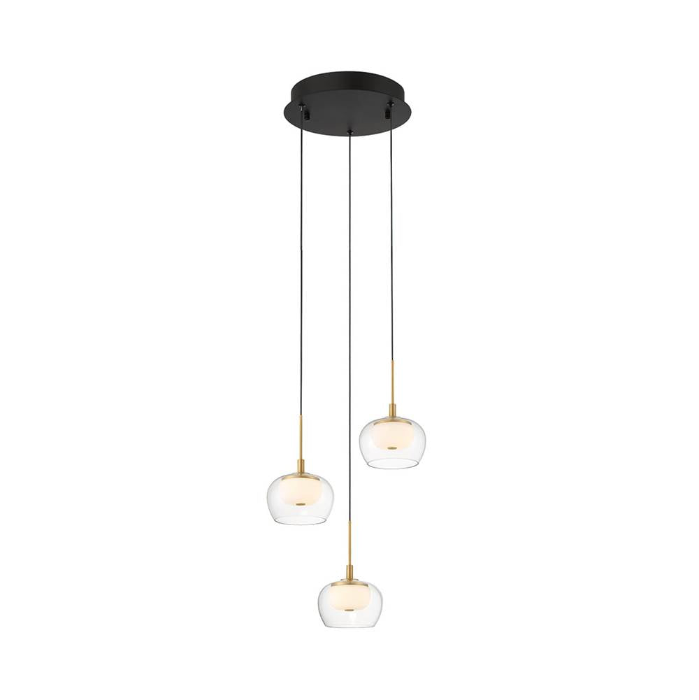 Lib&Co 10212-02 Matte Black Manarola, 3 Light Round Led Pendant, Matte Black Image 1