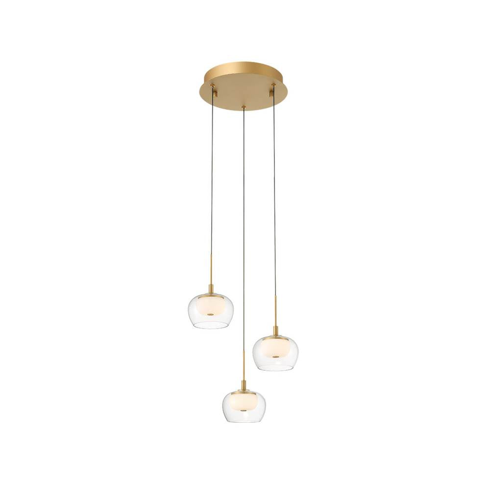 Lib&Co Manarola, 3 Light Round Led Pendant, Matte Black