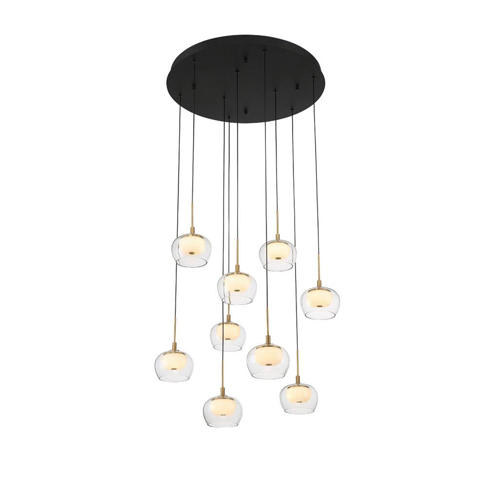 Lib&Co Manarola, 9 Light Round Led Chandelier, Matte Black