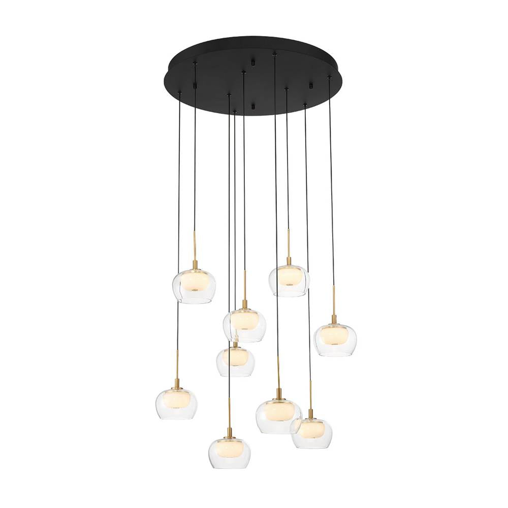 Lib&Co 10213-02 Matte Black Manarola, 9 Light Round Led Chandelier, Matte Black Image 1