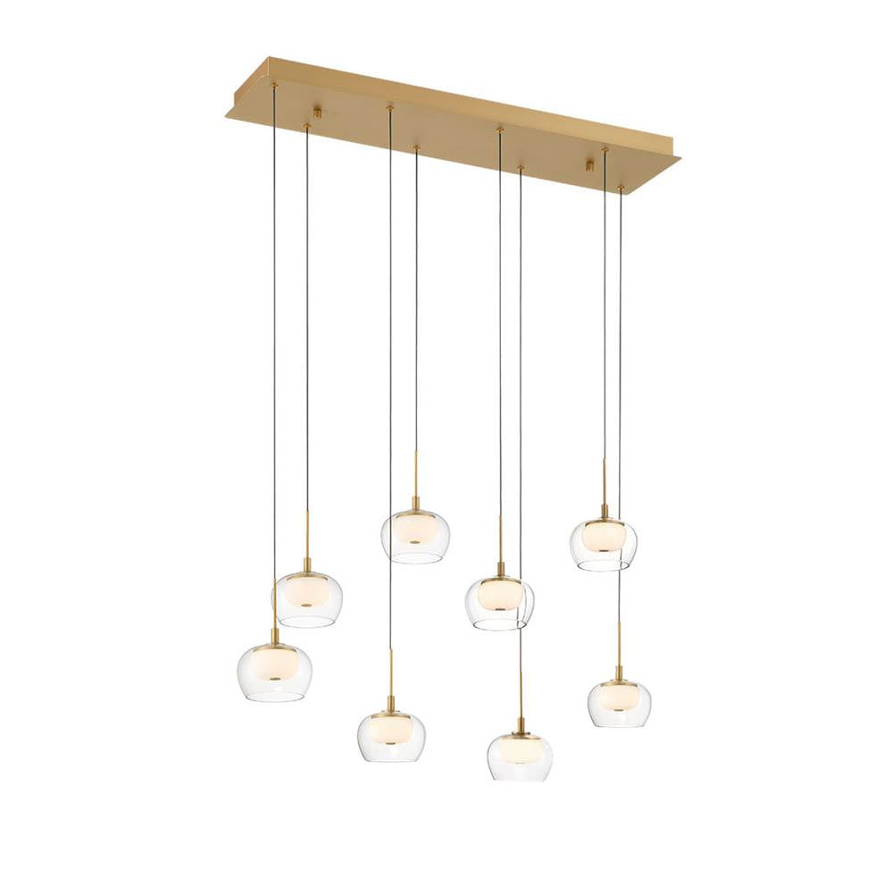 Lib&Co 10216-030 Painted Antique Brass Manarola, 8 Light Rectangular Led Chandelier, Painted Antique Brass Image 1