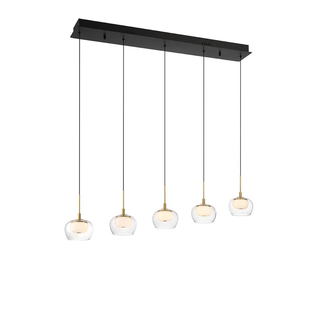 Lib&Co Manarola, 5 Light Linear Led Chandelier, Matte Black