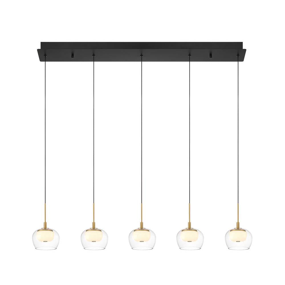 Lib&Co 10217-02 Matte Black Manarola, 5 Light Linear Led Chandelier, Matte Black Image 1