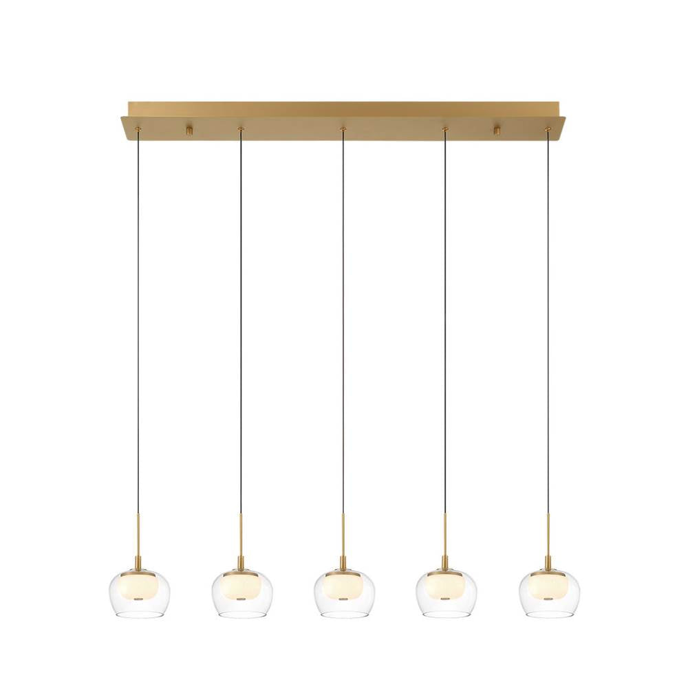 Lib&Co 10217-030 Painted Antique Brass Manarola, 5 Light Linear Led Chandelier, Painted Antique Brass Image 1