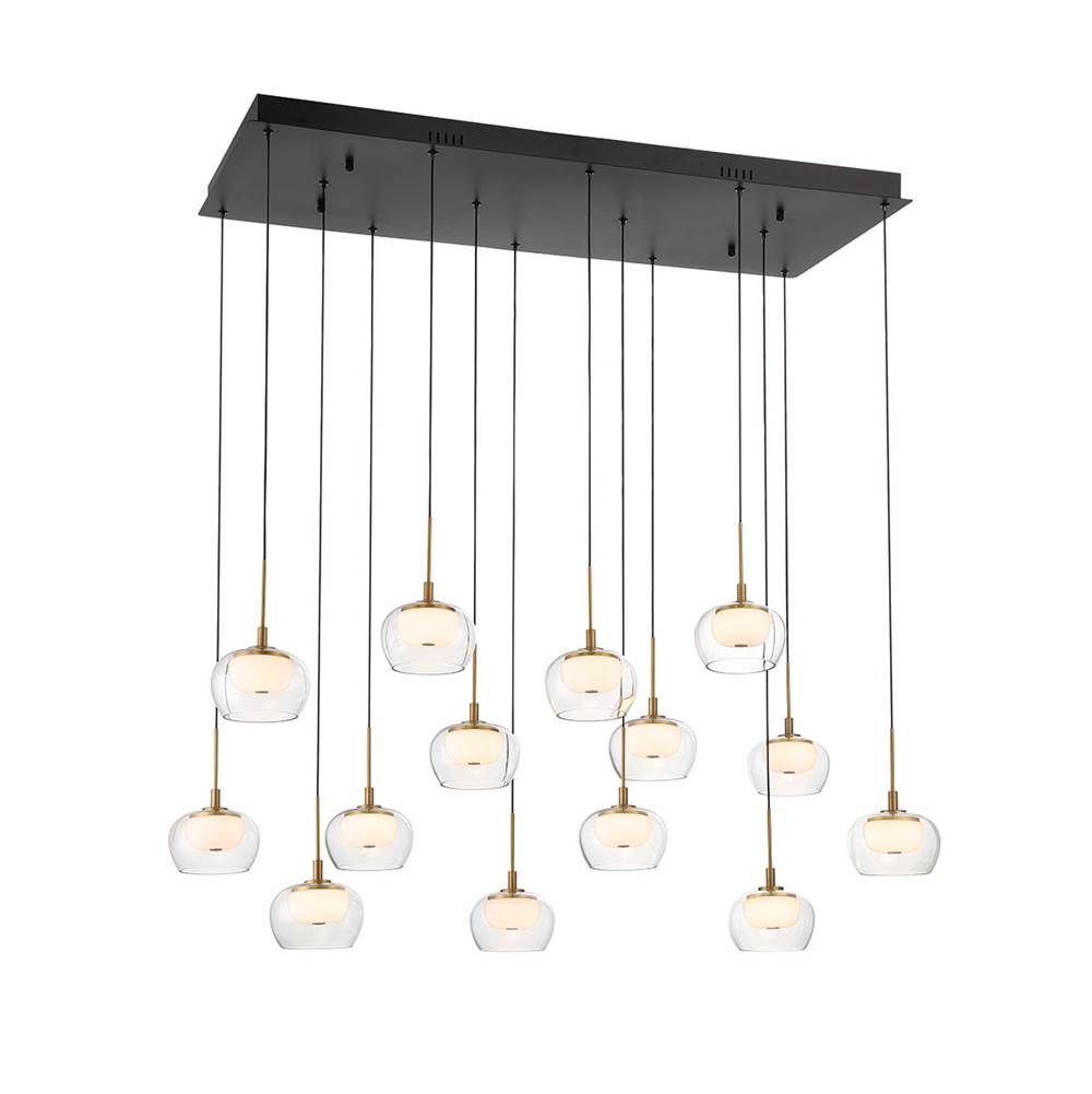 Lib&Co 10218-02 Matte Black Manarola, 14 Light Rectangular Led Chandelier, Matte Black Image 1