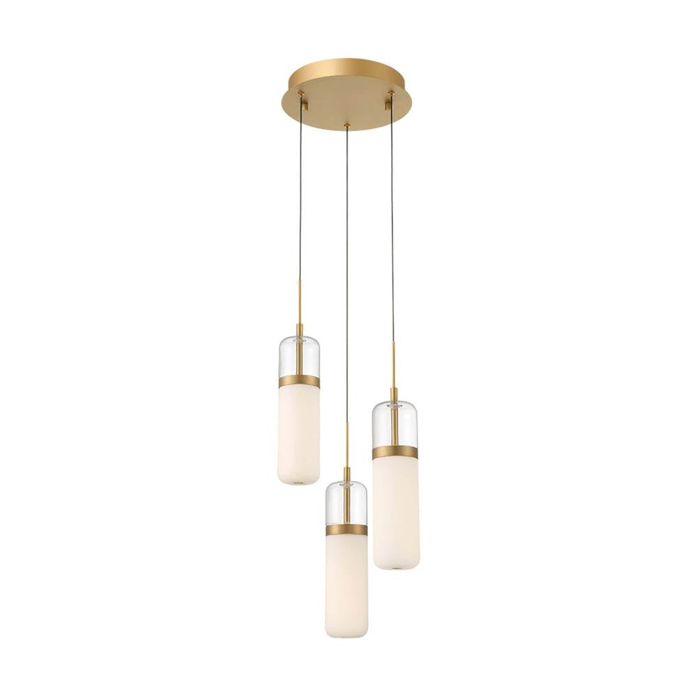 Lib&Co Verona, 3 Light Round Led Pendant, Matte Black