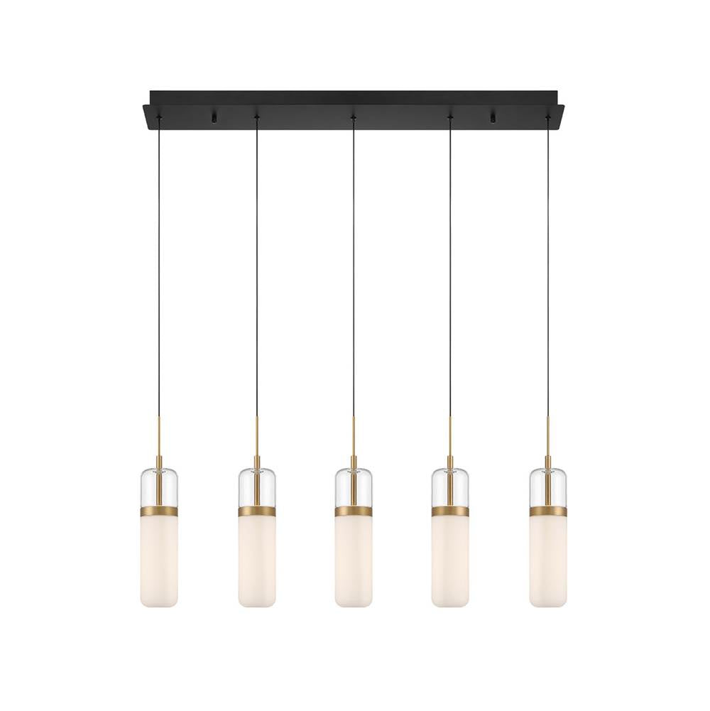 Lib&Co 10226-02 Matte Black Verona, 5 Light Linear Led Chandelier, Matte Black Image 1