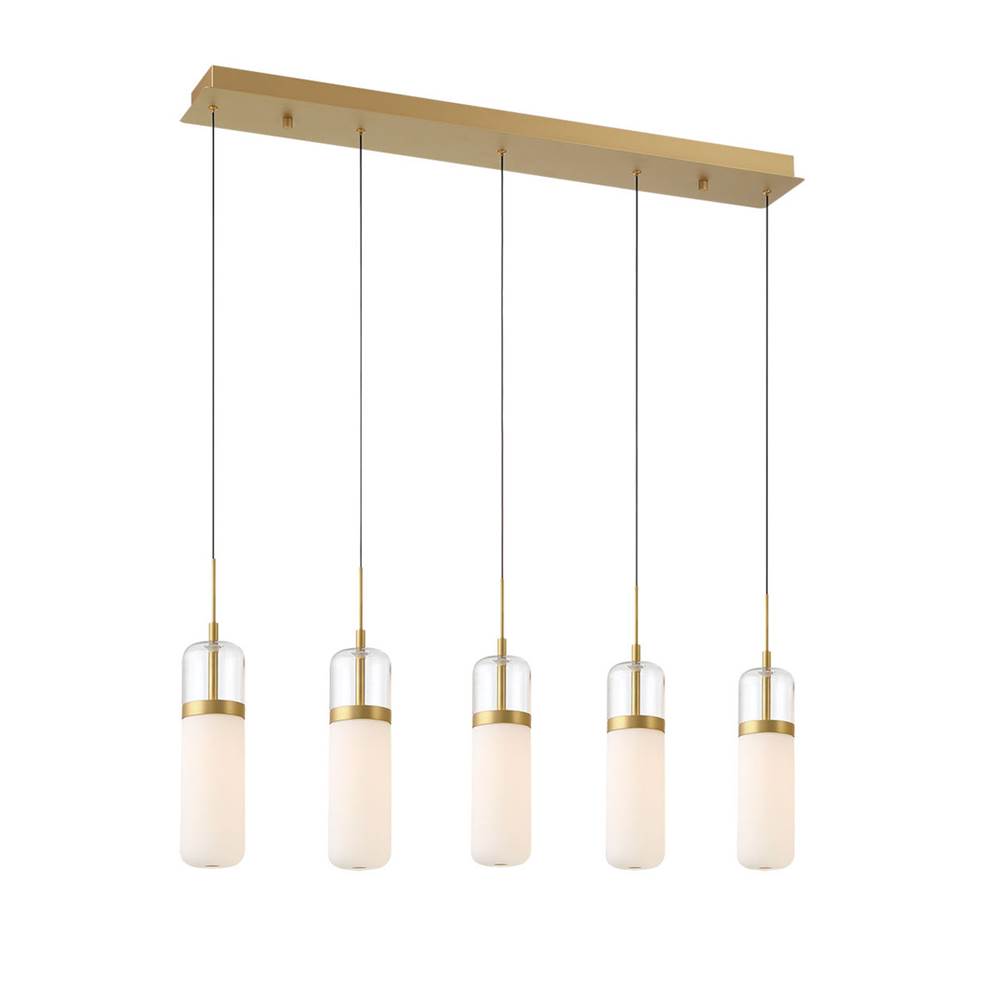 Lib&Co 10226-030 Painted Antique Brass Verona, 5 Light Linear Led Chandelier, Painted Antique Brass Image 1