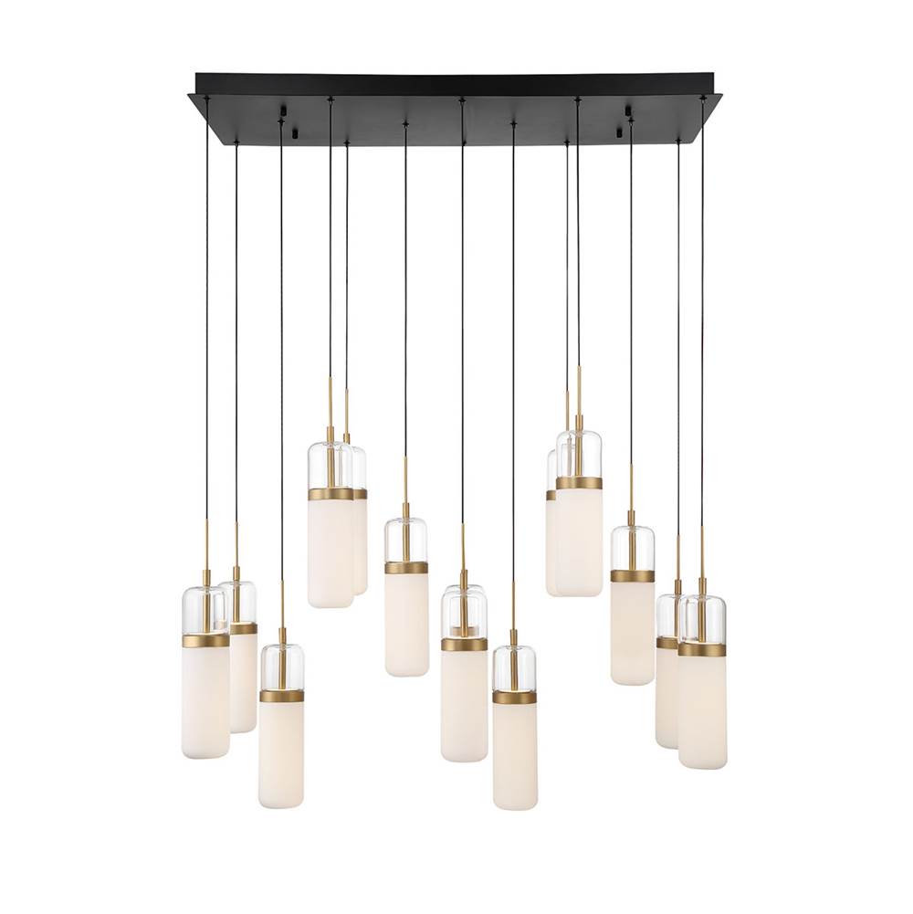 Lib&Co Verona, 14 Light Rectangular Led Chandelier, Matte Black