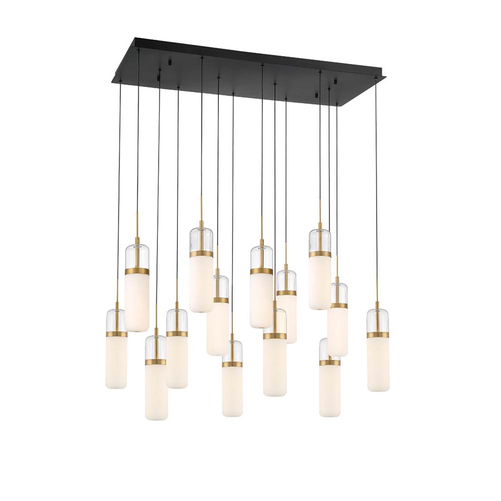 Lib&Co 10227-02 Matte Black Verona, 14 Light Rectangular Led Chandelier, Matte Black Image 1