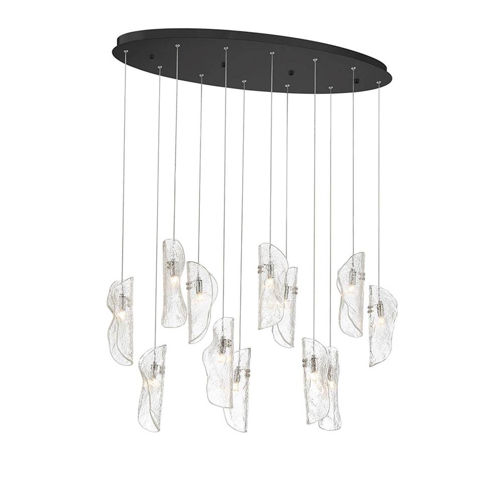 Lib&Co 12034-017-02 Black Sorrento, 12 Light Oval Led Chandelier, Clear, Black Canopy Image 1
