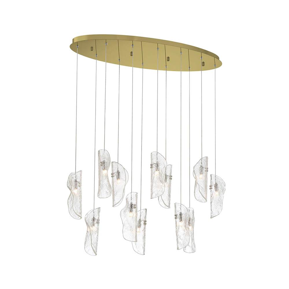 Lib&Co 12034-017-07 Gold Sorrento, 12 Light Oval Led Chandelier, Clear, Gold Canopy Image 1
