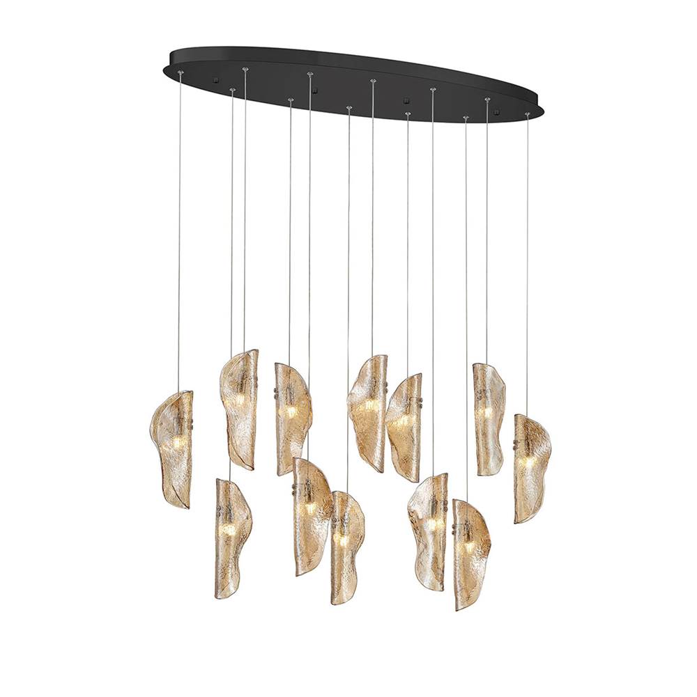 Lib&Co 12034-018-02 Black Sorrento, 12 Light Oval Led Chandelier, Amber, Black Canopy Image 1