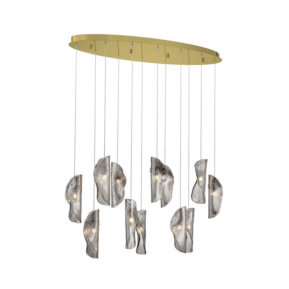 Lib&Co 12034-019-07 Gold Sorrento, 12 Light Oval Led Chandelier, Smoke, Gold Canopy Image 1