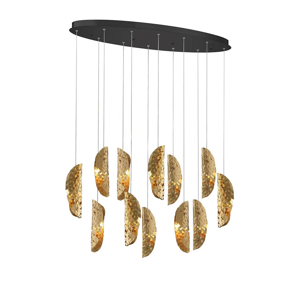 Lib&Co 12034-020-02 Black Sorrento, 12 Light Oval Led Chandelier, Copper, Black Canopy Image 1