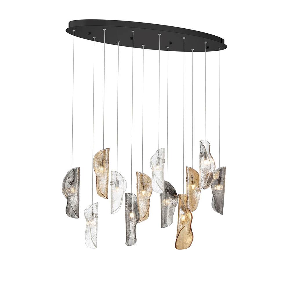 Lib&Co 12034-023-02 Black Sorrento, 12 Light Oval Led Chandelier, Mixed, Black Canopy Image 1