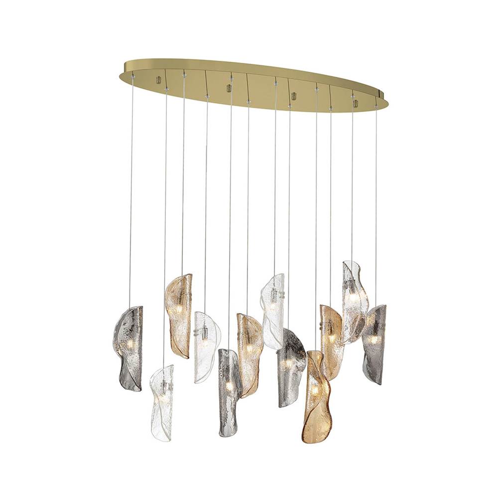 Lib&Co 12034-023-07 Gold Sorrento, 12 Light Oval Led Chandelier, Mixed, Gold Canopy Image 1