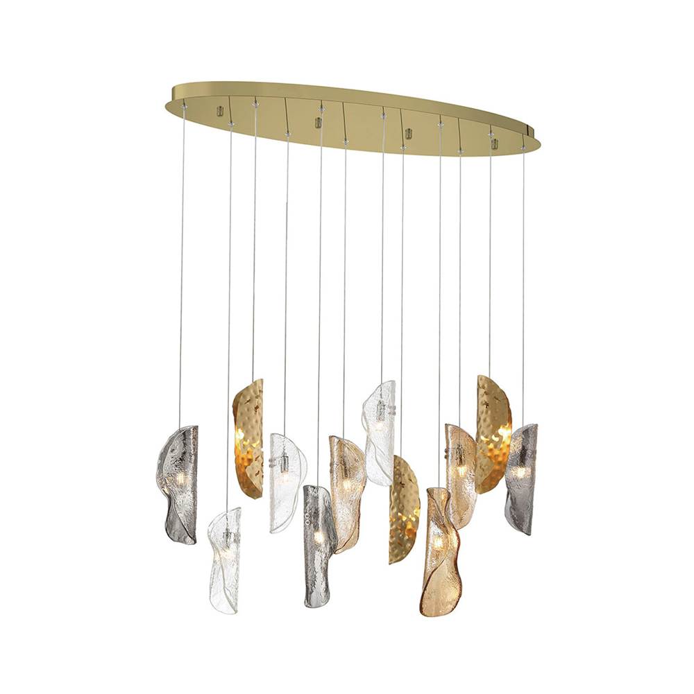 Lib&Co 12034-024-07 Gold Sorrento, 12 Light Oval Led Chandelier, Mixed With Copper Leaf, Gold Canopy Image 1