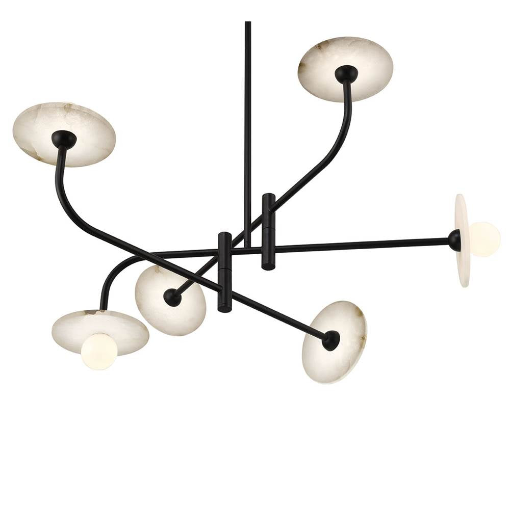 Lib&Co 12051-02 Matte Black Teramo, 6 Light Led Chandelier, Matte Black Image 2