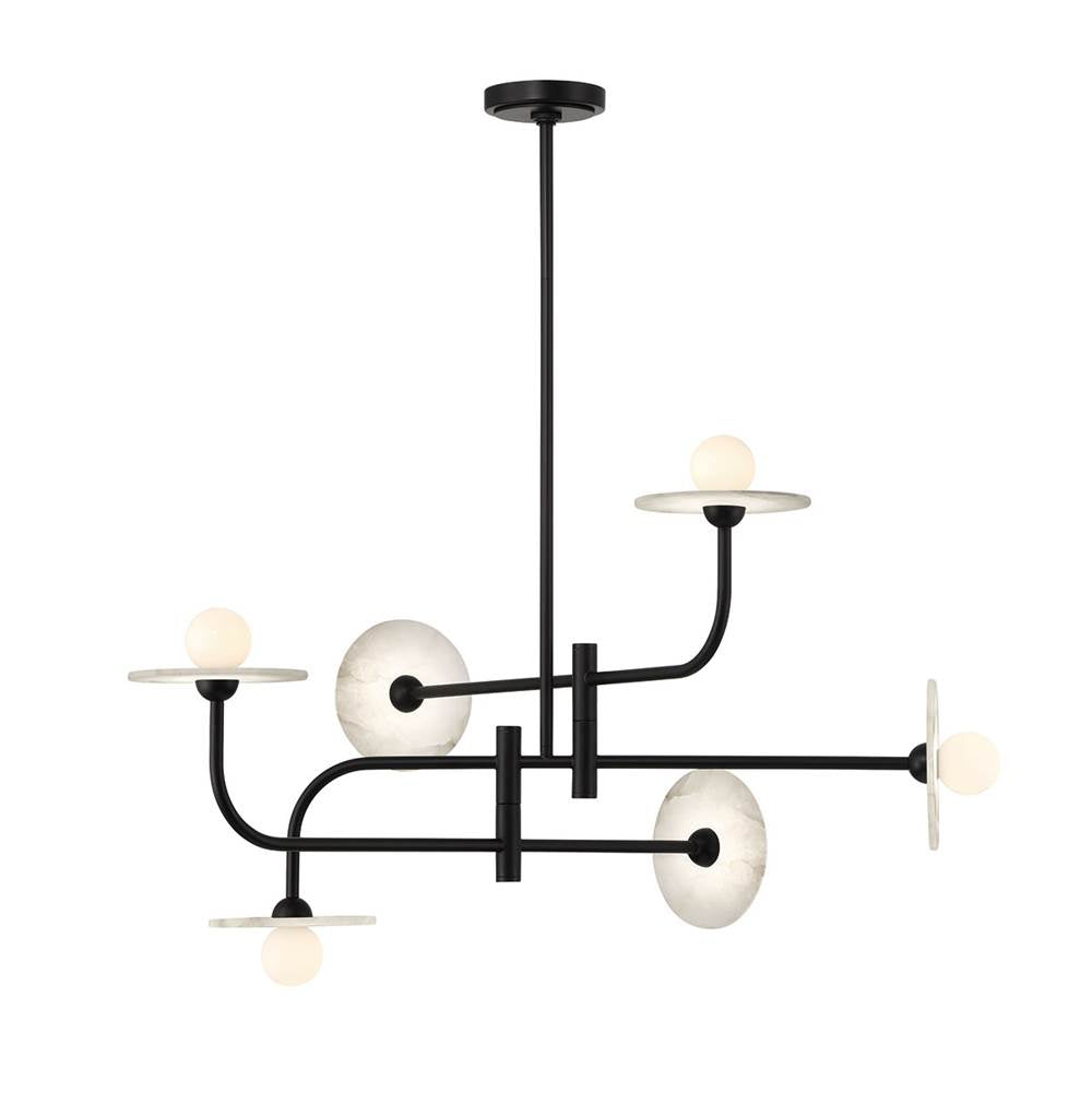 Lib&Co 12051-02 Matte Black Teramo, 6 Light Led Chandelier, Matte Black Image 1