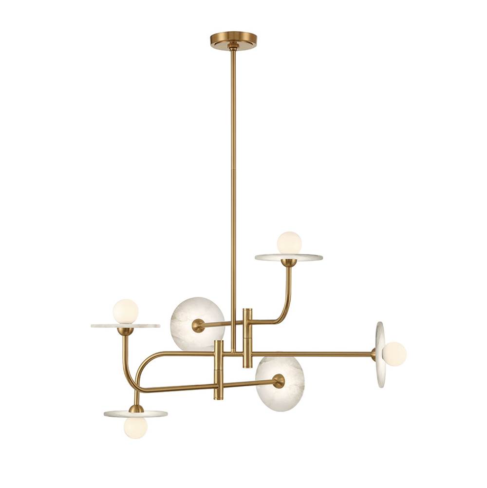 Lib&Co 12051-037 Brushed Brass Teramo, 6 Light Led Chandelier, Brushed Brass Image 1