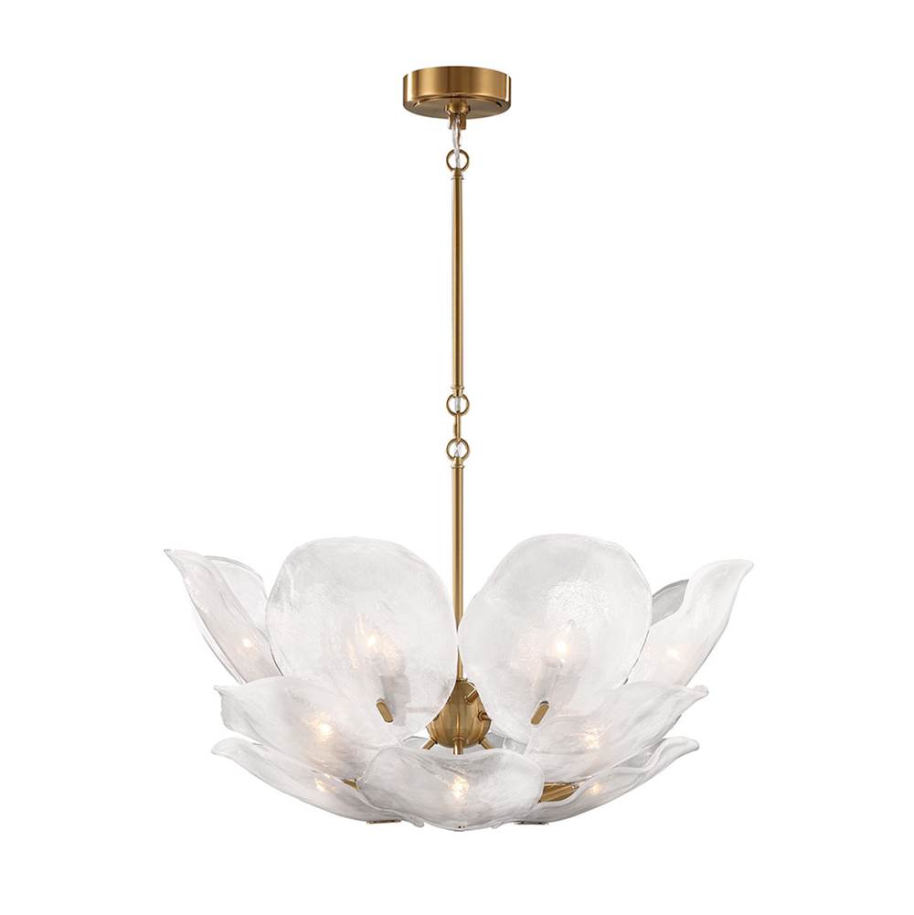 Lib&Co Corato, 16 Light Chandelier, Brushed Brass With Translucent White Glass