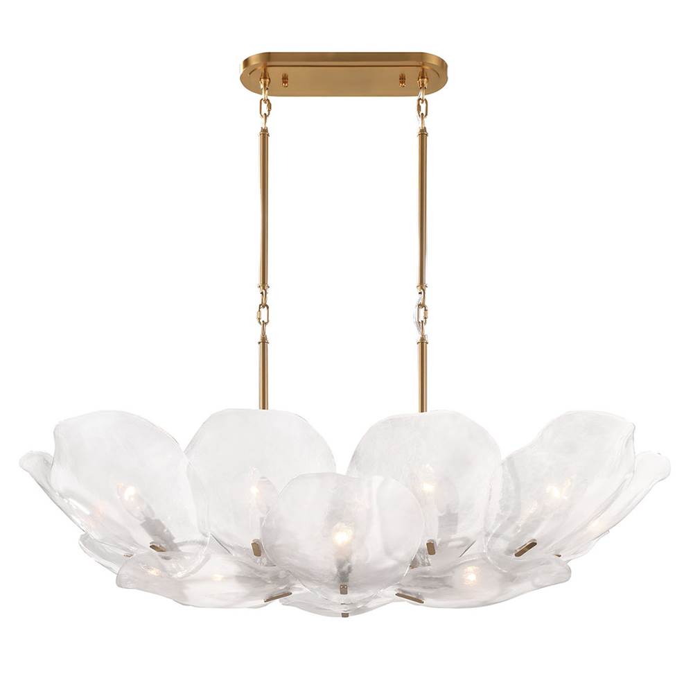 Lib&Co Corato, 14 Light Chandelier, Brushed Brass With Translucent White Glass