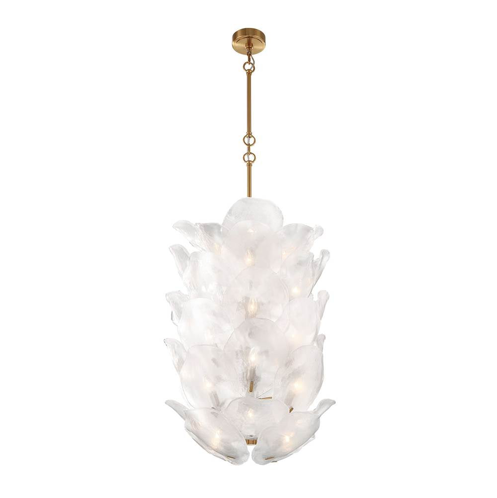 Lib&Co Corato, 40 Light Chandelier, Brushed Brass With Translucent White Glass