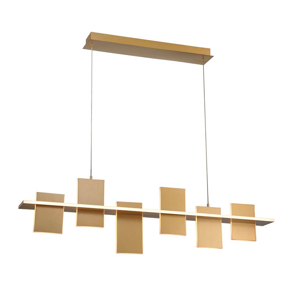 Lib&Co Affilato, 6 Light Linear Led Chandelier, Satin Brass