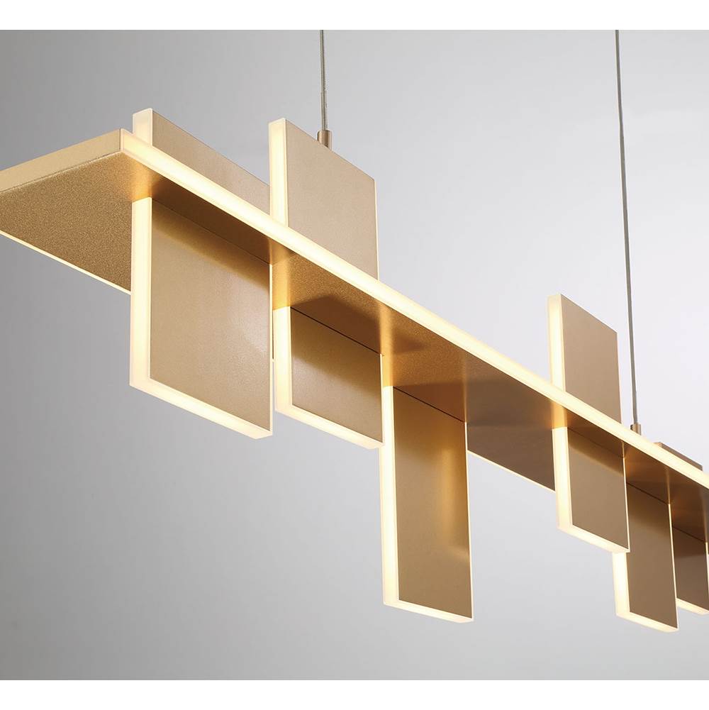 Lib&Co 12081-035 Satin Brass Affilato, 6 Light Linear Led Chandelier, Satin Brass Image 3