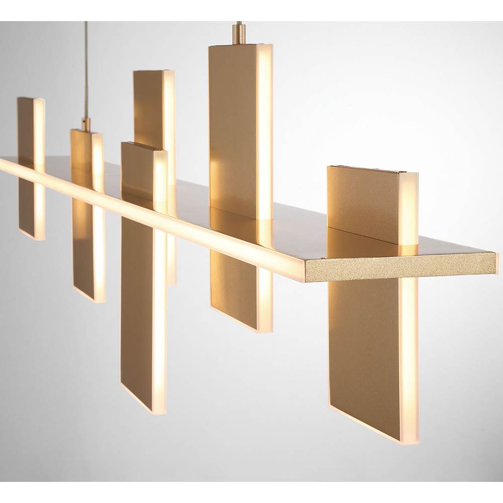 Lib&Co 12081-035 Satin Brass Affilato, 6 Light Linear Led Chandelier, Satin Brass Image 2