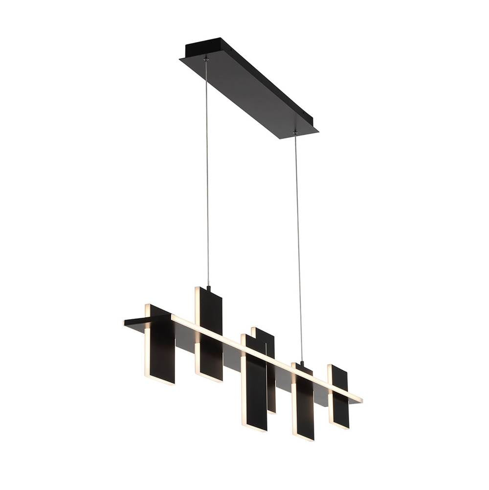 Lib&Co 12081-036 Satin Black Affilato, 6 Light Linear Led Chandelier, Satin Black Image 2