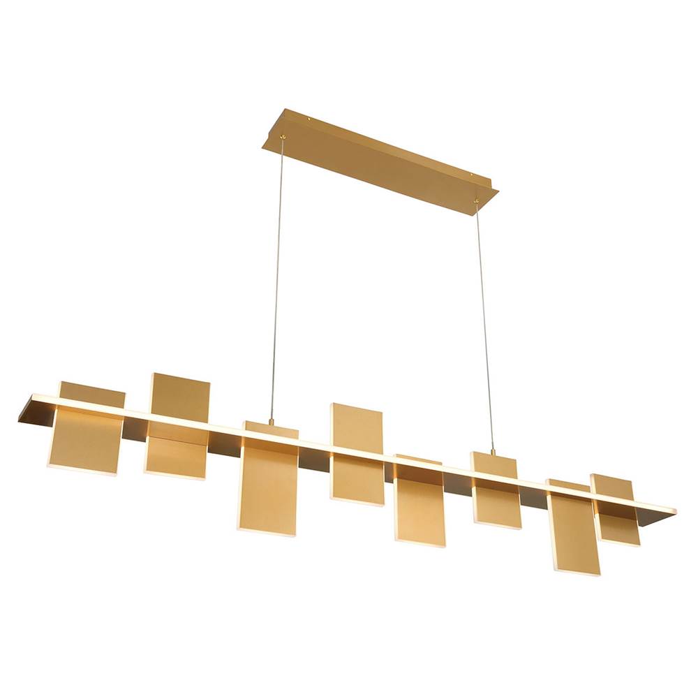 Lib&Co Affilato, 8 Light Linear Led Chandelier, Satin Brass