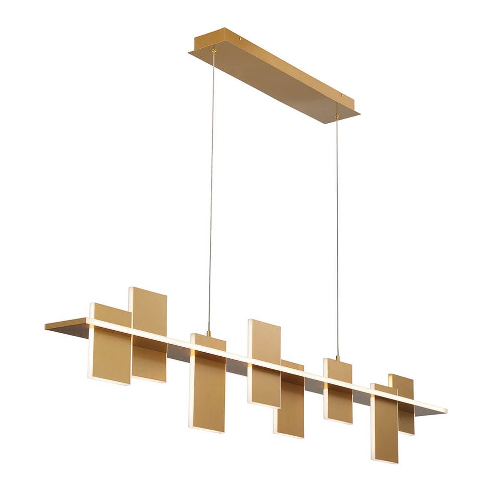 Lib&Co 12082-035 Satin Brass Affilato, 8 Light Linear Led Chandelier, Satin Brass Image 2
