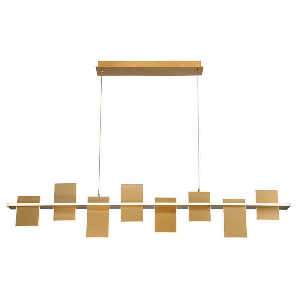 Lib&Co 12082-035 Satin Brass Affilato, 8 Light Linear Led Chandelier, Satin Brass Image 1