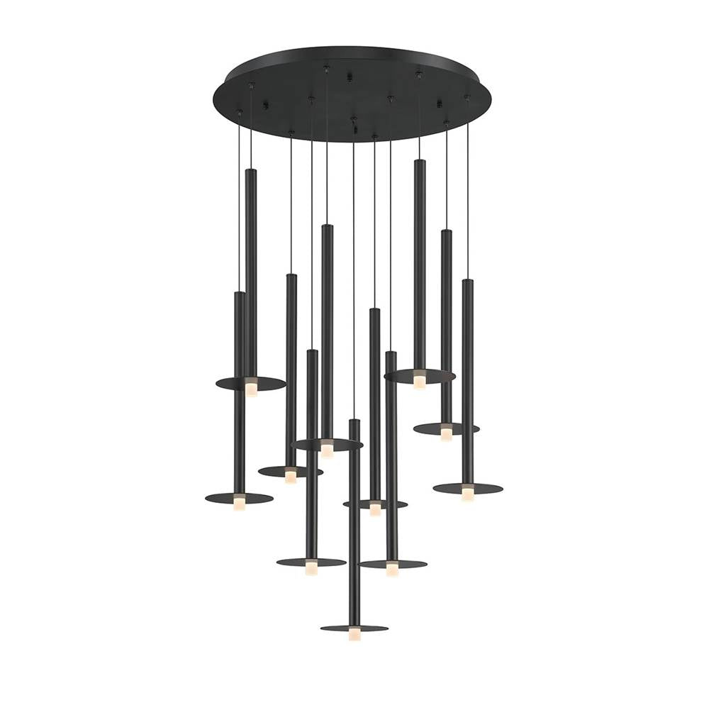 Lib&Co Piatto, 11 Light Round Led Chandelier, Matte Black