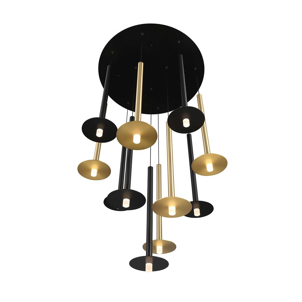 Lib&Co Piatto, 11 Light Round Led Chandelier, Matte Black