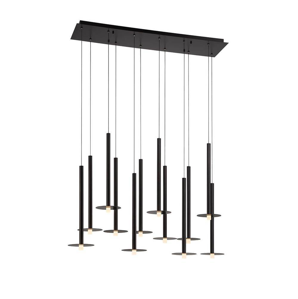 Lib&Co Piatto, 12 Light Linear Led Chandelier, Matte Black