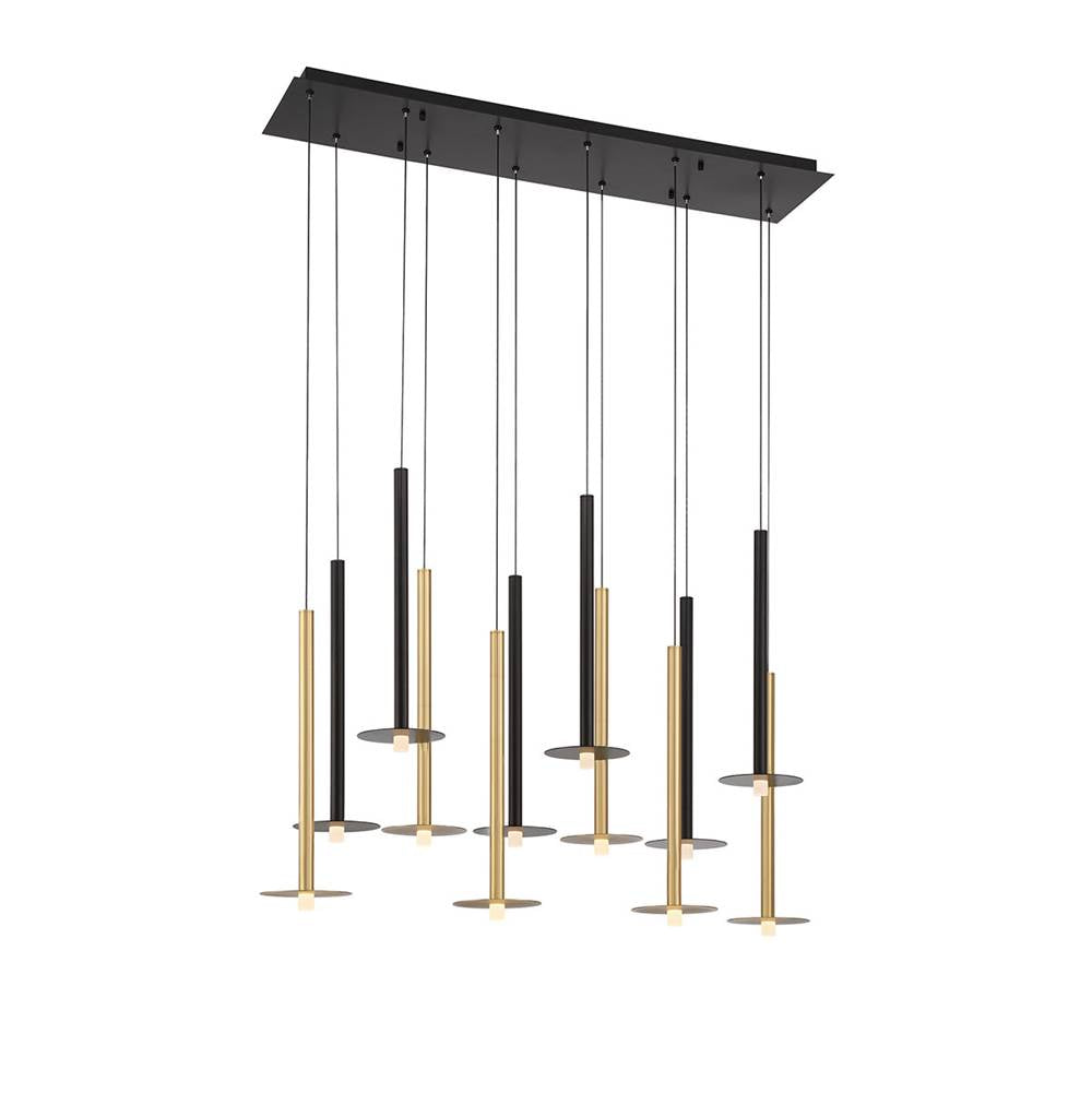 Lib&Co Piatto, 12 Light Linear Led Chandelier, Matte Black