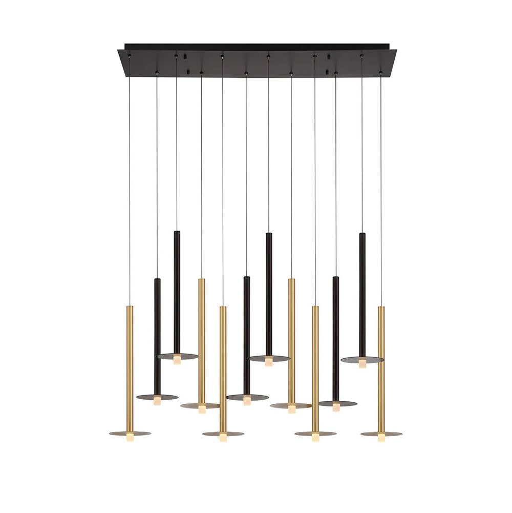 Lib&Co 12107-023 Matte Black And Brushed Gold Piatto, 12 Light Linear Led Chandelier, Mixed Image 1