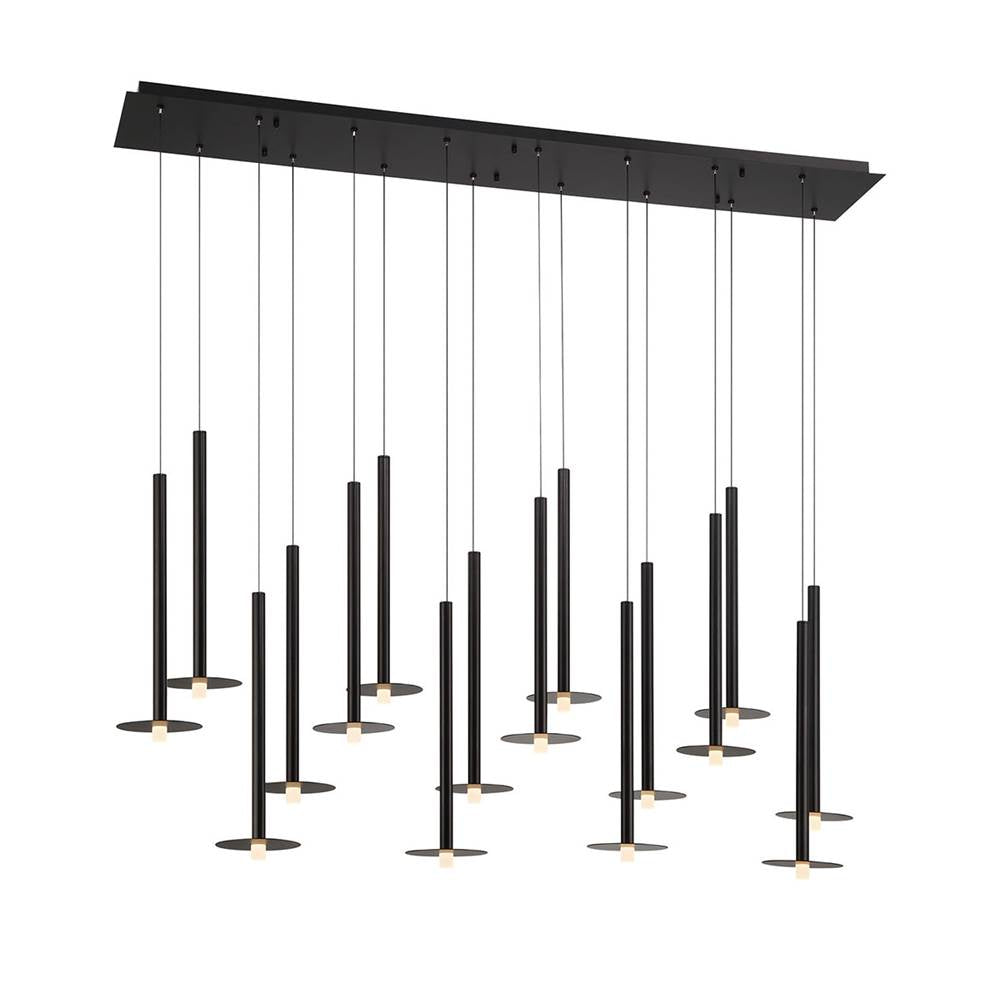 Lib&Co Piatto, 16 Light Linear Led Chandelier, Matte Black