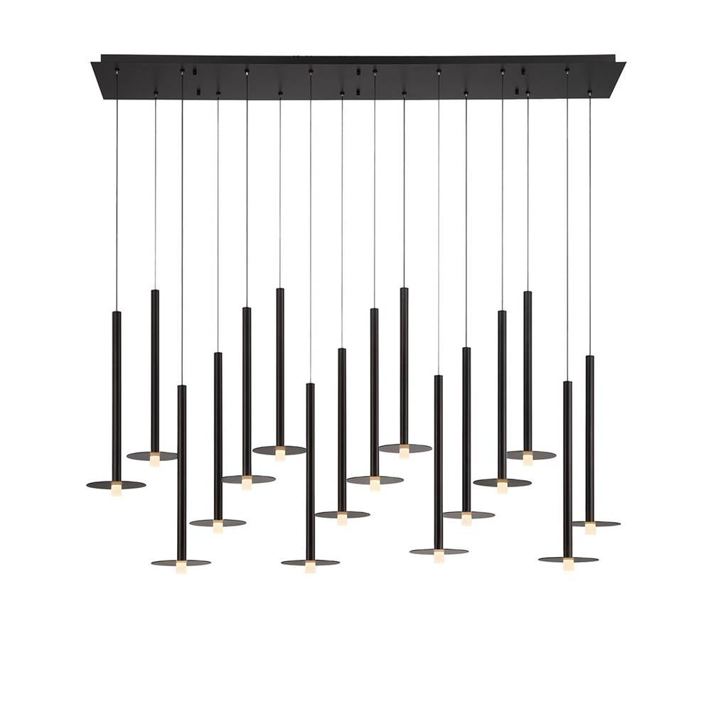 Lib&Co 12108-02 Matte Black Piatto, 16 Light Linear Led Chandelier, Matte Black Image 1