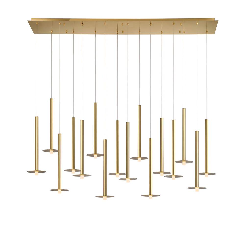Lib&Co 12108-07 Plated Brushed Gold Piatto, 16 Light Linear Led Chandelier, Plated Brushed Gold Image 1