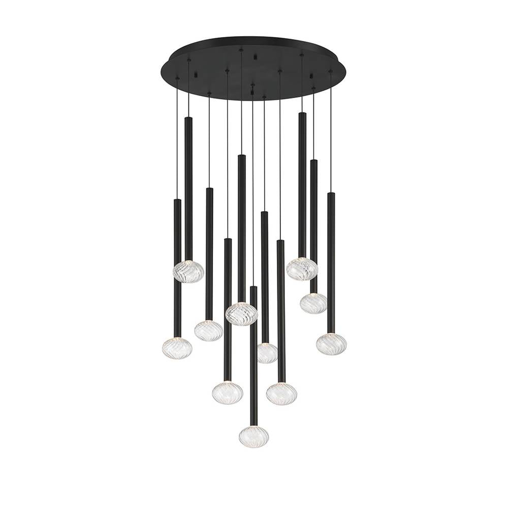 Lib&Co Soffio, 11 Light Round Led Chandelier, Matte Black
