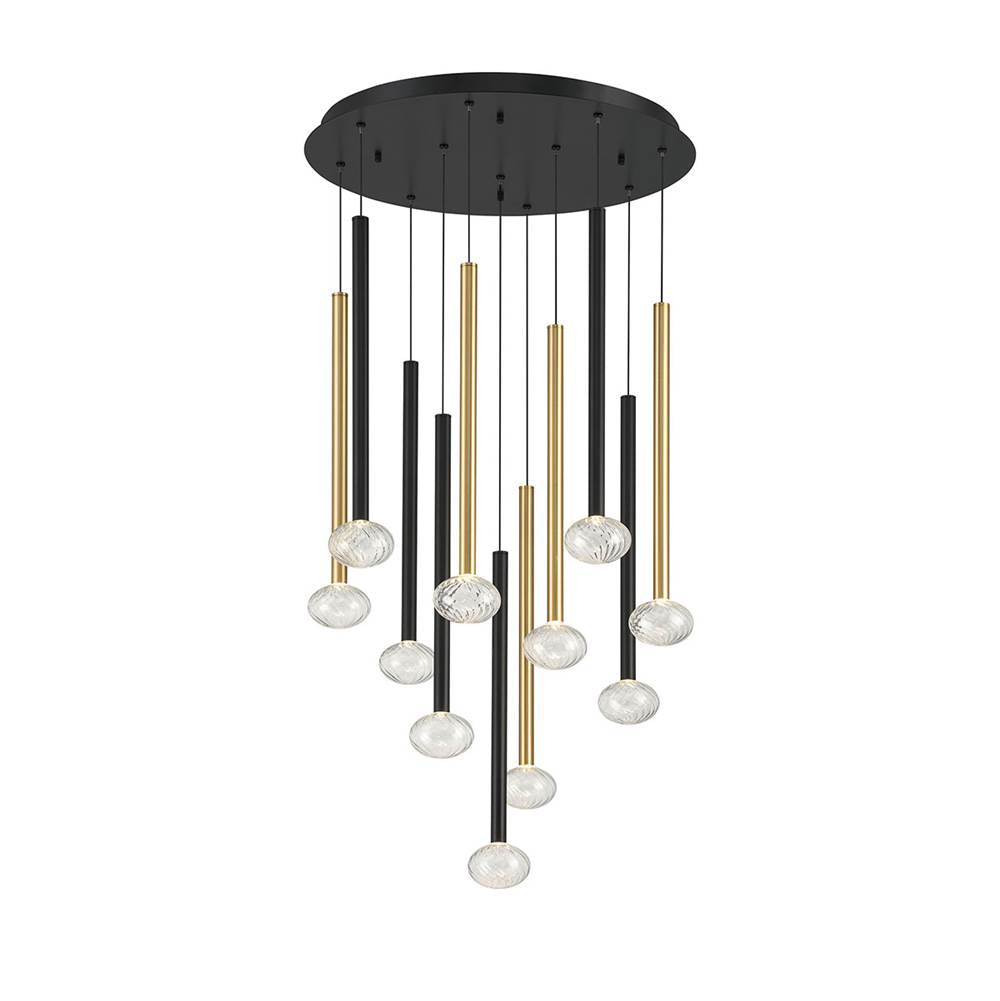 Lib&Co Soffio, 11 Light Round Led Chandelier, Matte Black