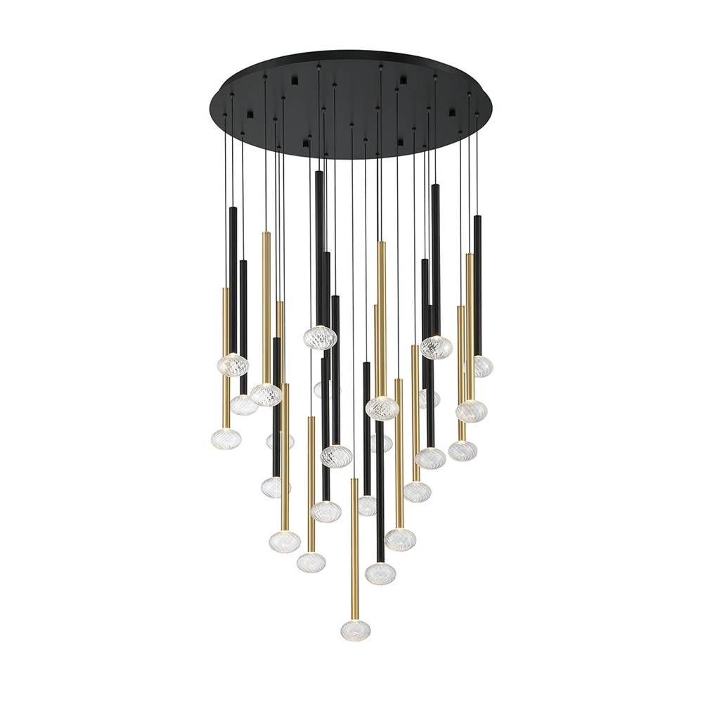 Lib&Co 12111-023 Matte Black And Brushed Gold Soffio, 25 Light Round Led Chandelier, Mixed Image 1
