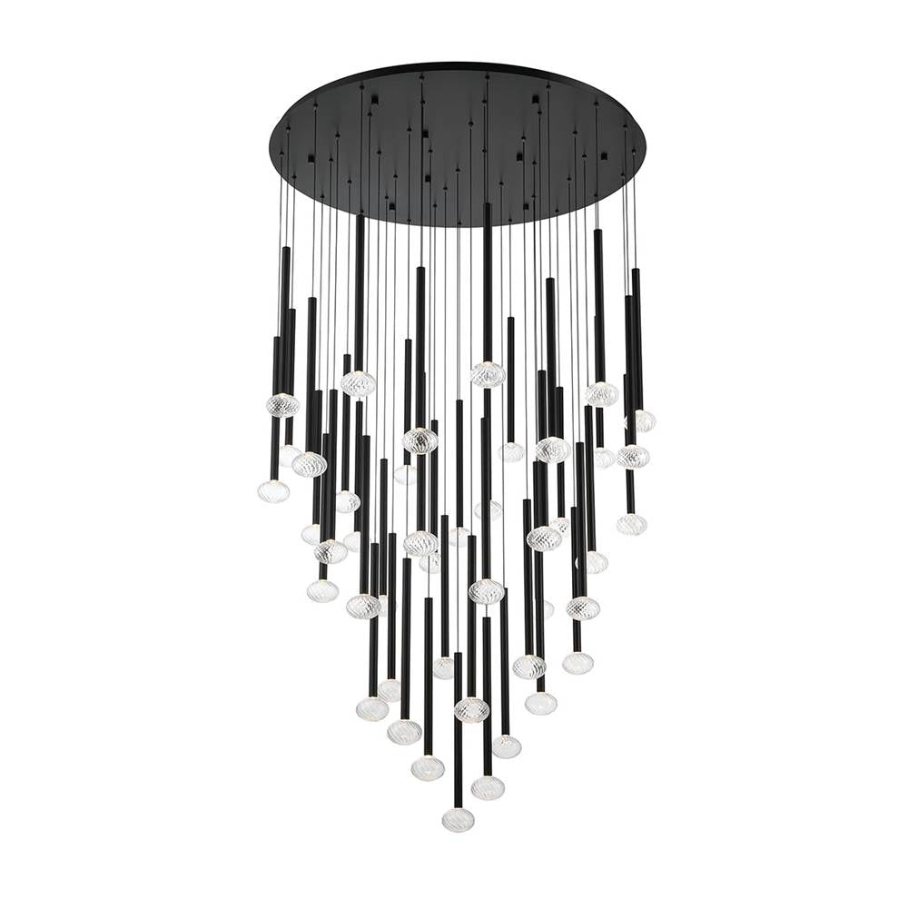Lib&Co Soffio, 44 Light Round Led Chandelier, Matte Black