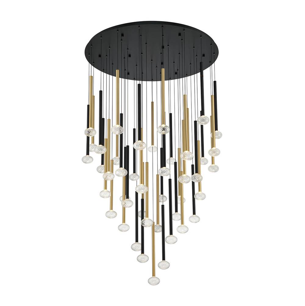 Lib&Co 12112-023 Matte Black And Brushed Gold Soffio, 44 Light Round Led Chandelier, Mixed Image 1