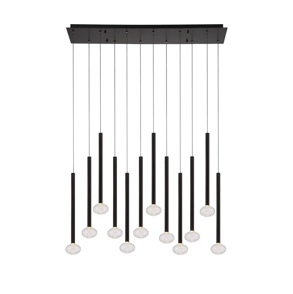 Lib&Co Soffio, 12 Light Linear Led Chandelier, Matte Black